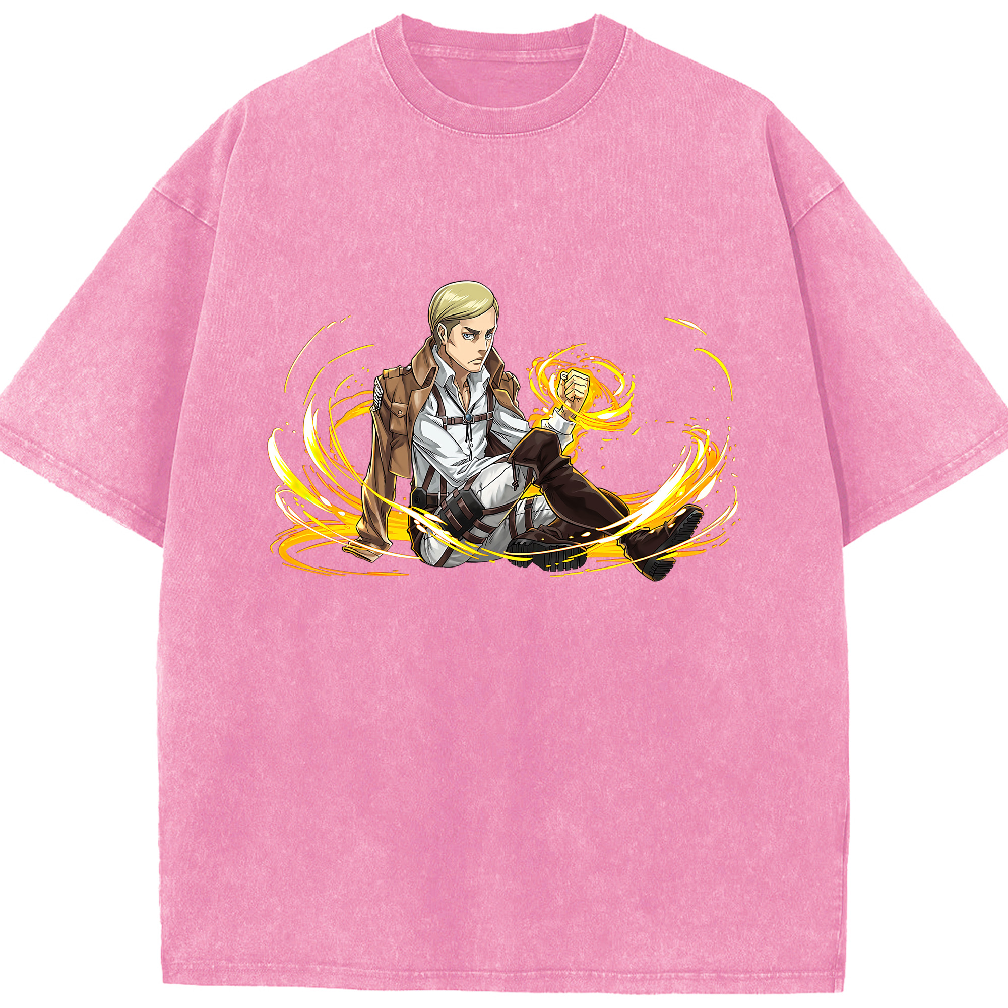 （画像用） 進撃の巨人 エルヴィン・スミス Attack on Titan Erwin Smith 綿100% ヴィンテージ風 半袖Tシャツ（フロントプリント）